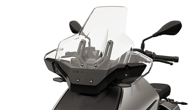 Windscreen high including integrated hand protection against wind on the CE 04 from BMW Motorrad